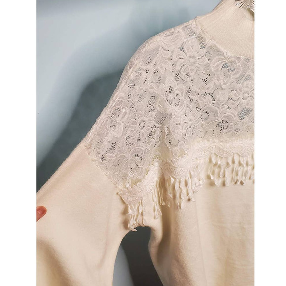 NWT! Racheal Super Soft Let It Snow Chic Lace-Detail Cream Sweater Plus Size 3XL - Picture 4 of 9